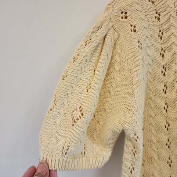 Vintage Bechamel Short Slv Sweater Knit Cross Stich Top USA Women M Retro 80's - Picture 11 of 12